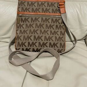 Michael Kors Tan and Brown MK Messenger Bag